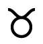 Taurus glyph for the horoscopes for Mars in Aries