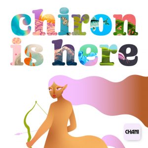 Centaur under the words Chiron is here