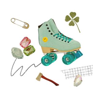 The 6 Major Shifts of 2025 — Collage of a roller skate, gems, and four-leaf clover.